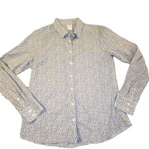 J.Crew The Perfect Shirt Purple Blue Green Print Button Up Women's Large Cotton